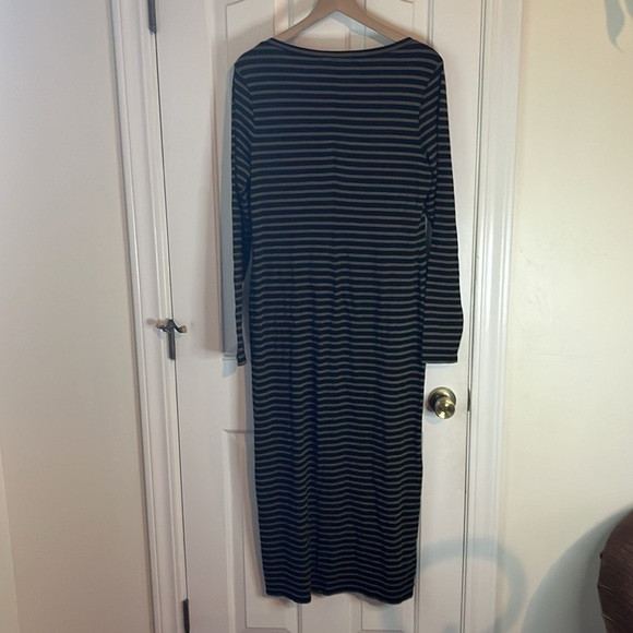Peruvian Connection | Andover Green & Black Striped Long Sleeve Maxi Dress Large - Picture 7 of 11